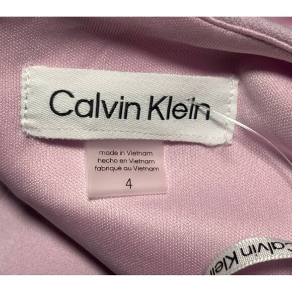 Calvin Klein Lilac Asymmetrical Neck Dress Womens 4 3/4 sleeve Bottom Slit - Picture 6 of 8